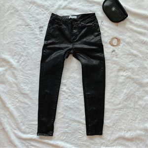 ASHER SNAKE SKIN PRINTED BLACK PANTS - Size Medium